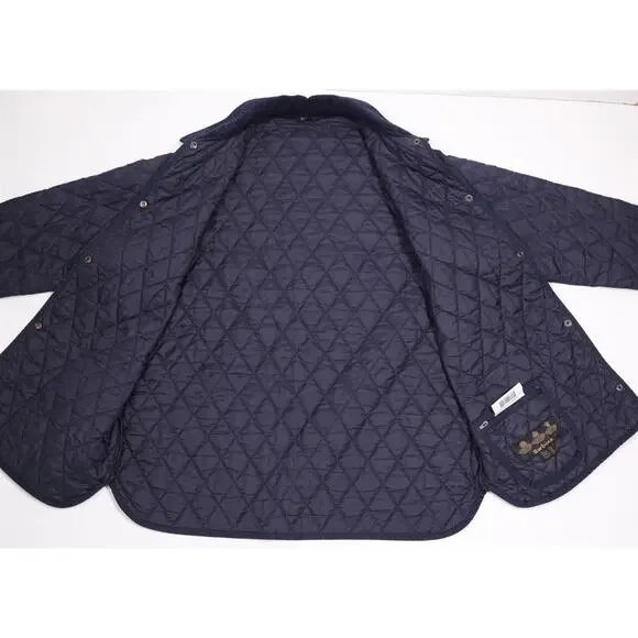 Barbour Ladies Liddesdale Navy Blue Diamond Quilted Jacket Coat US 12 - Picture 4 of 8